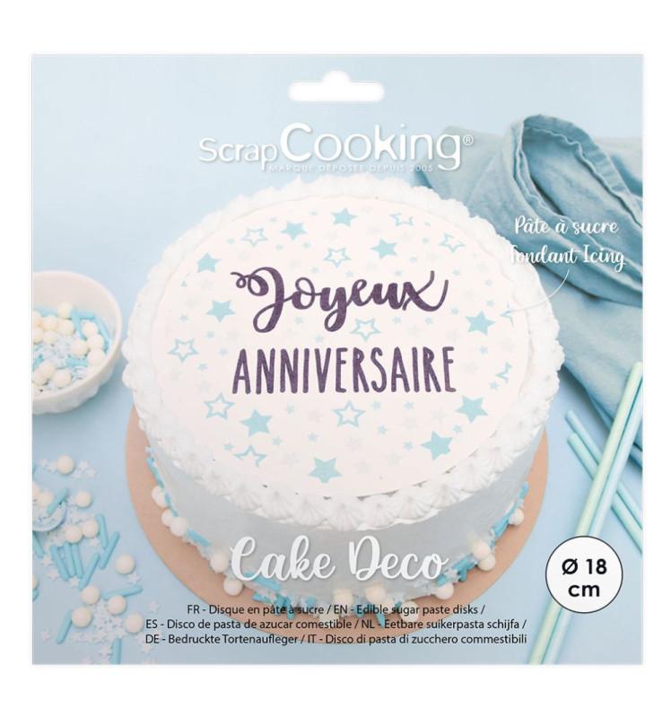 scrapcooking Disque de pâte à sucre Joyeux Anniversaire 18cm