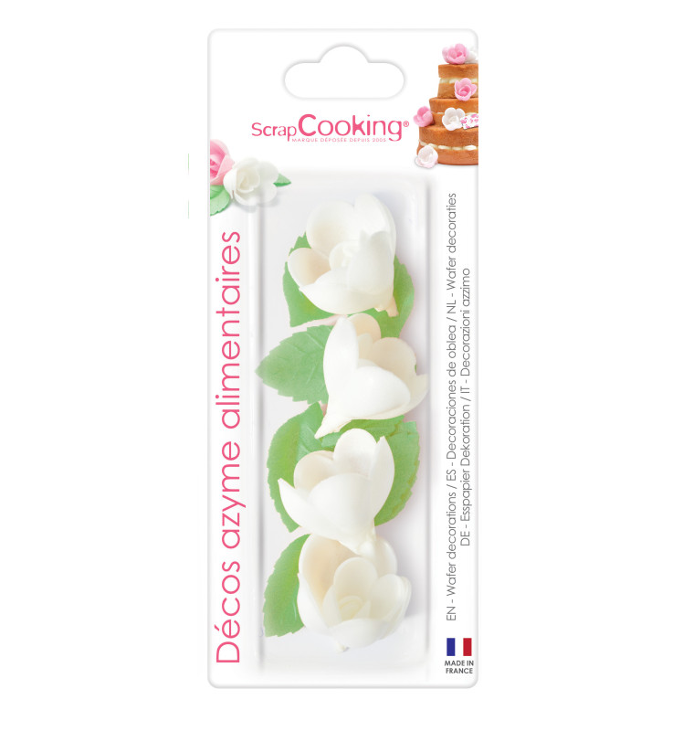 Scrapcooking Fleurs Azyme Roses Blanches/feuilles Vertes