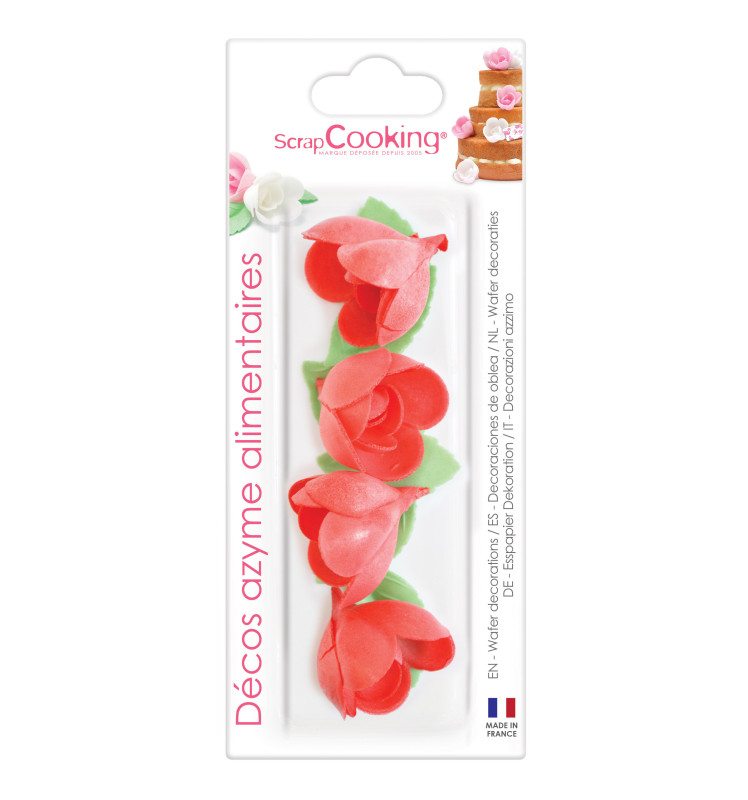 Scrapcooking Fleurs Azyme Roses Rouges/feuilles Vertes