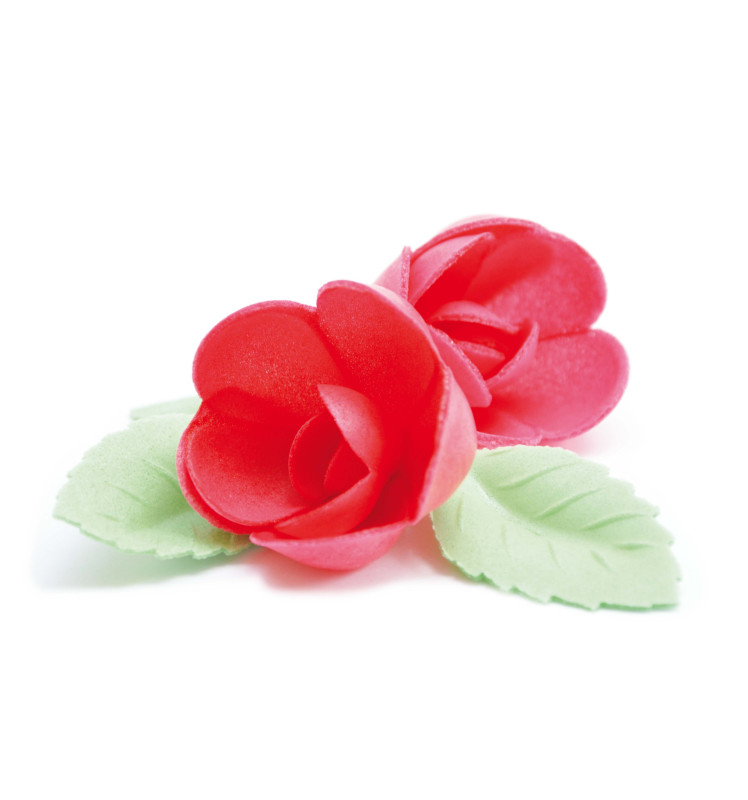 scrapcooking Fleurs azyme roses rouges/feuilles vertes