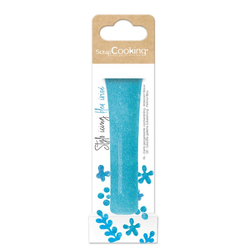 scrapcooking Icing stylo irisé bleu pour décorer gâteaux et biscuits