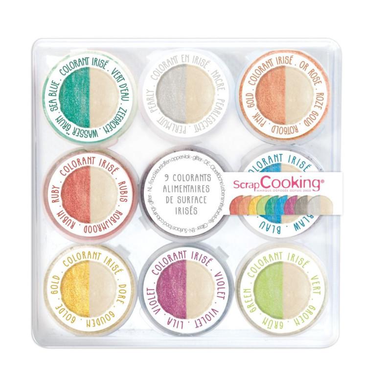 scrapcooking Mini colorants alimentaires de surface irisés (9 Coloris)