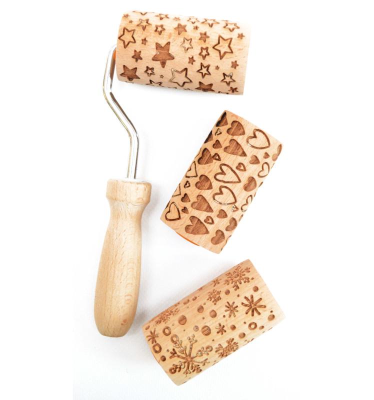 Scrapcooking Mini Embossing Wooden Roller Snowflake