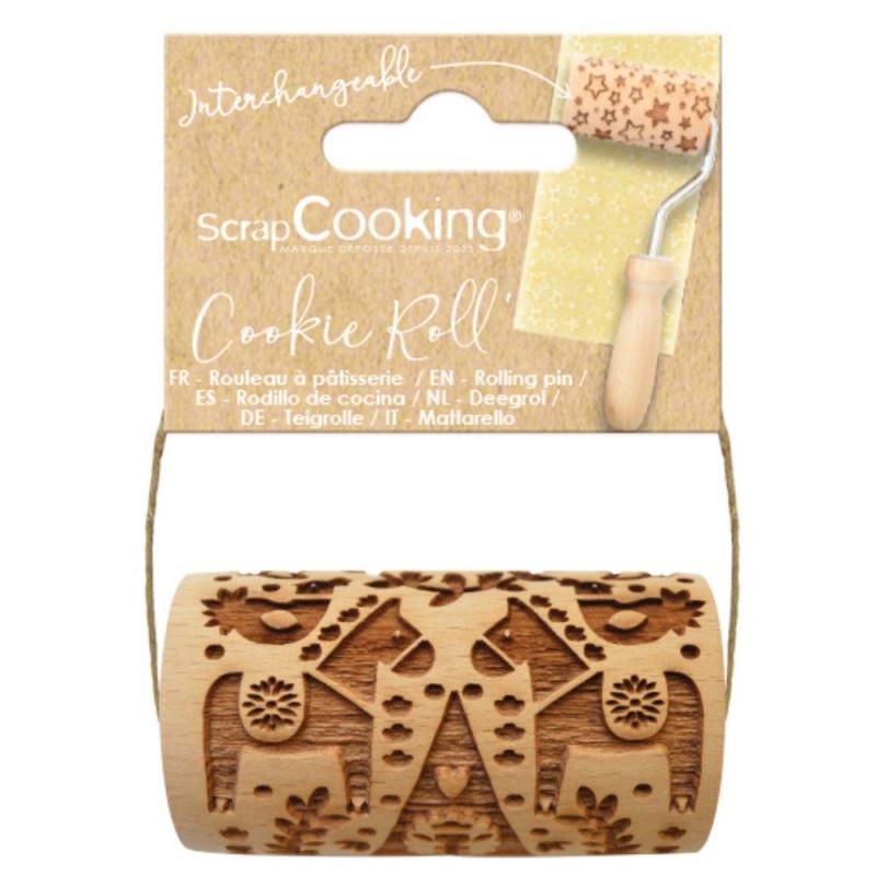 scrapcooking Mini embossing wooden roller Xmas Deco