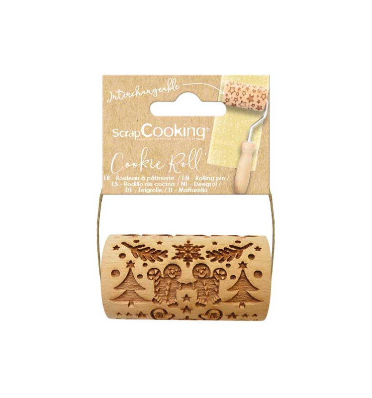 scrapcooking Mini rouleau bois empreinte Bonhomme pain d'épices