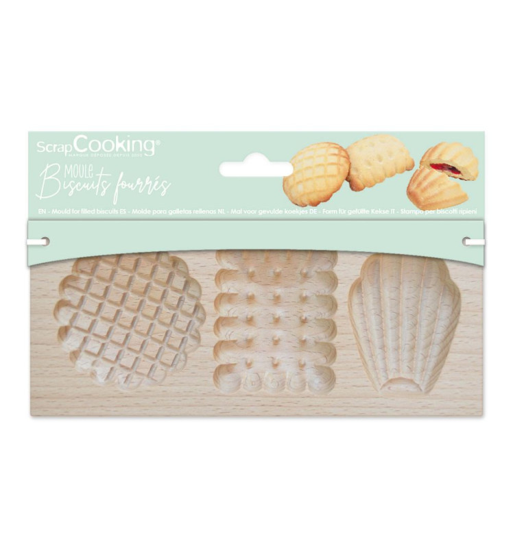 scrapcooking Moule bois biscuits fourrés Petits biscuits