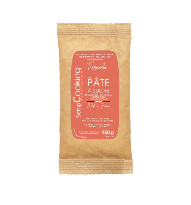 scrapcooking Pâte à sucre colorant d'origine naturelle Terracotta 250g