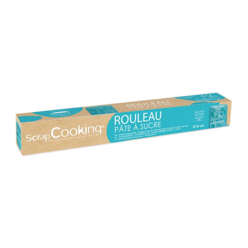 scrapcooking Pâte à sucre rouleau bleu turquoise 36 cm