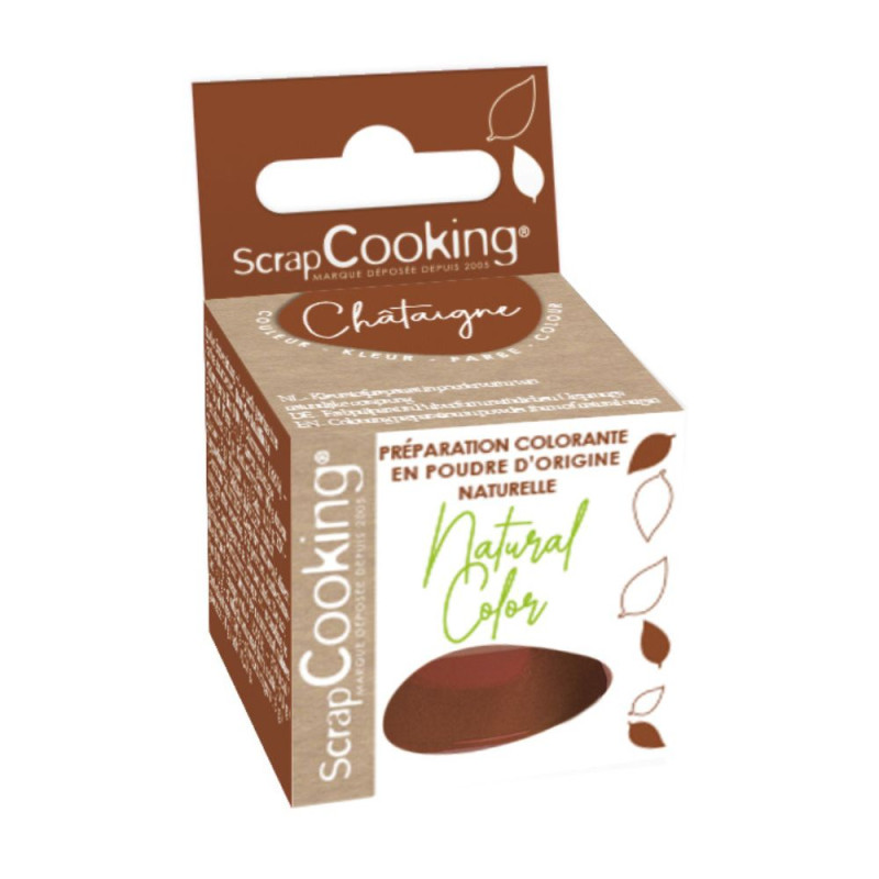 scrapcooking Préparation colorante en poudre d’origine naturelle Marron Châtaigne 10g