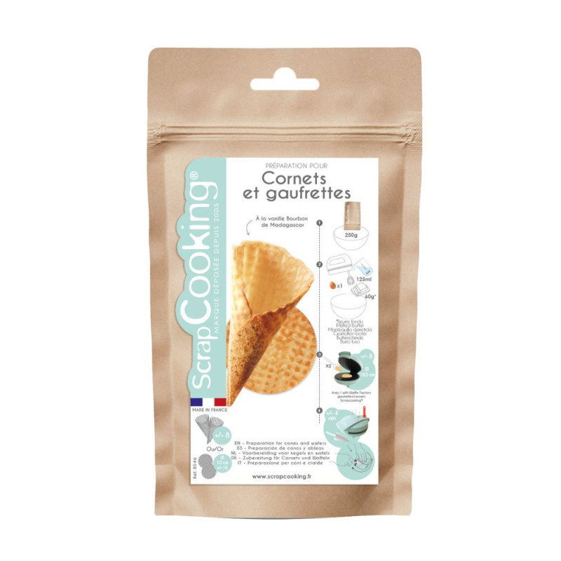 scrapcooking Préparation gaufrettes/ cornet- vanille 250g