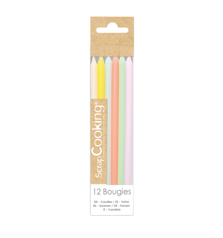 Scrapcooking 12 Bougies Longues Pastel