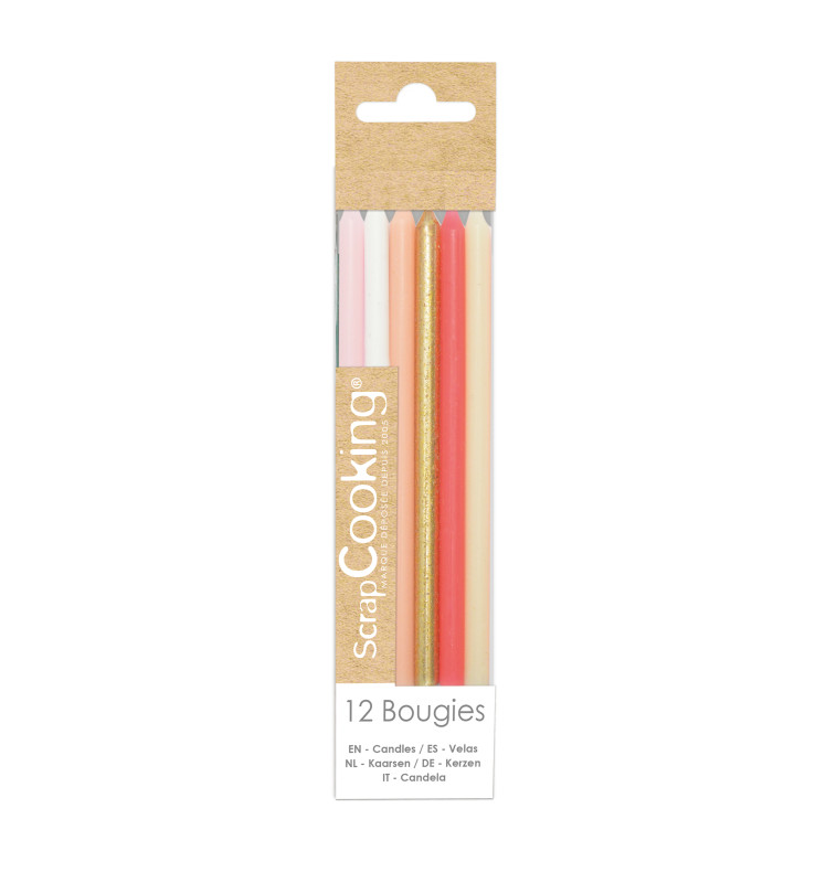 Scrapcooking 12 Bougies Longues Rose Et Or