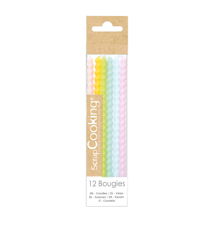 Scrapcooking 12 Bougies Longues Torsadées Pastel
