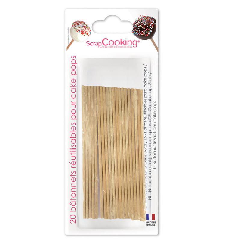 scrapcooking 20 bâtonnets pour cake pops