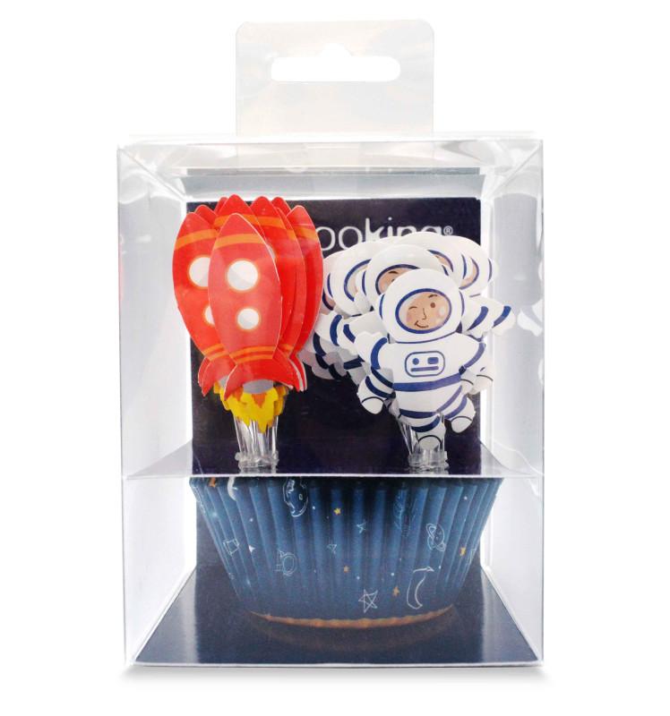 scrapcooking 24 caissettes + 24 cake toppers espace