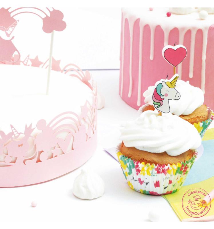 Scrapcooking 24 Caissettes + 24 Cake Toppers Licorne