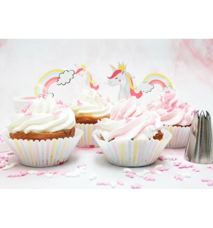 Scrapcooking 24 Caissettes + 24 Cake Toppers Licorne