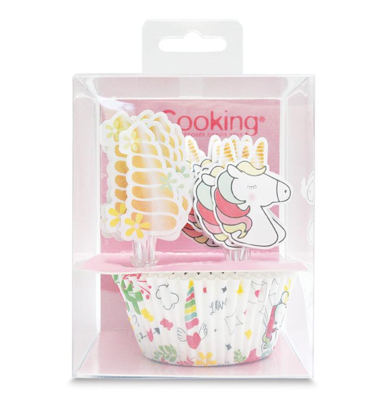 scrapcooking 24 caissettes + 24 cake toppers licorne