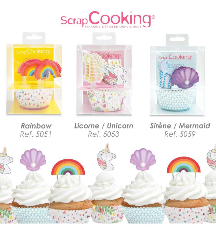 Scrapcooking 24 Caissettes + 24 Cake Toppers Sirène