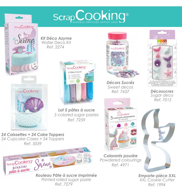 Scrapcooking 24 Caissettes + 24 Cake Toppers Sirène