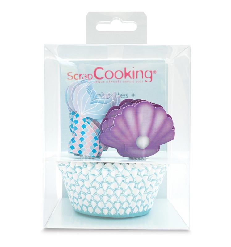 scrapcooking 24 caissettes + 24 cake toppers sirène
