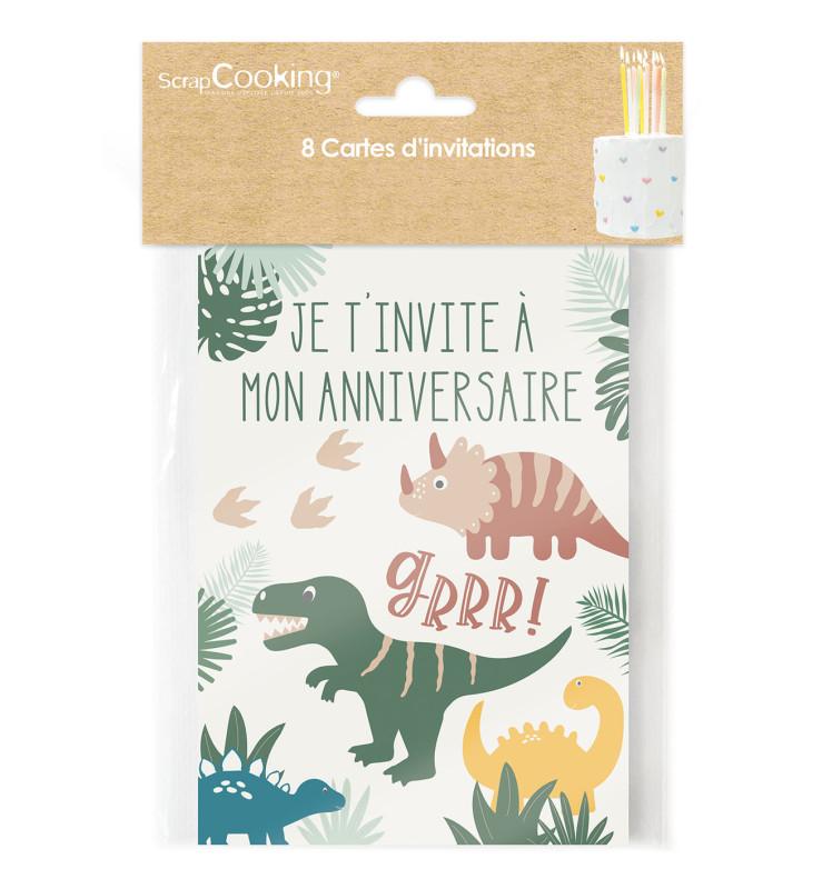Scrapcooking 8 Cartes D'invitation Dinosaure