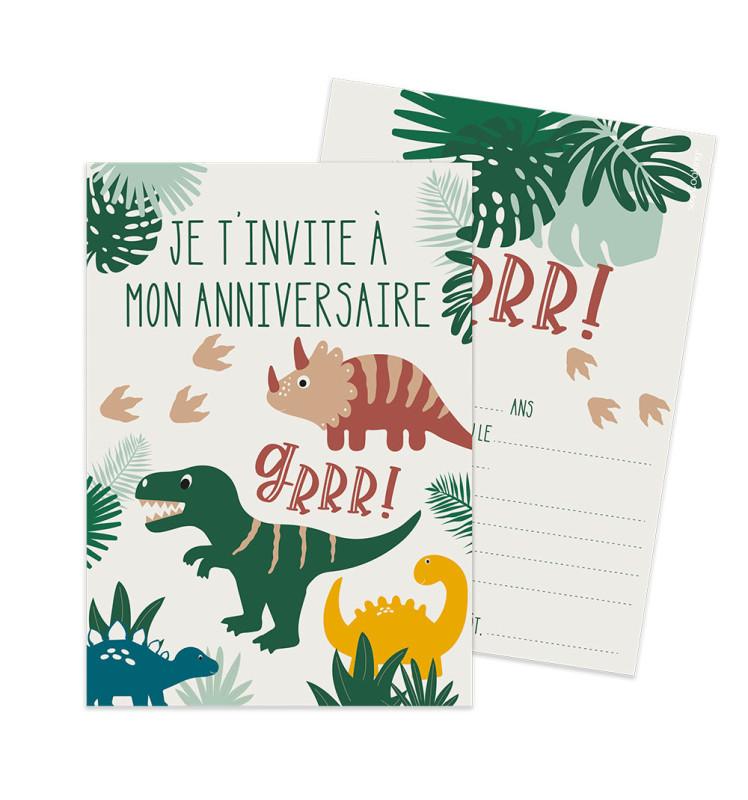 scrapcooking 8 cartes d'invitation Dinosaure