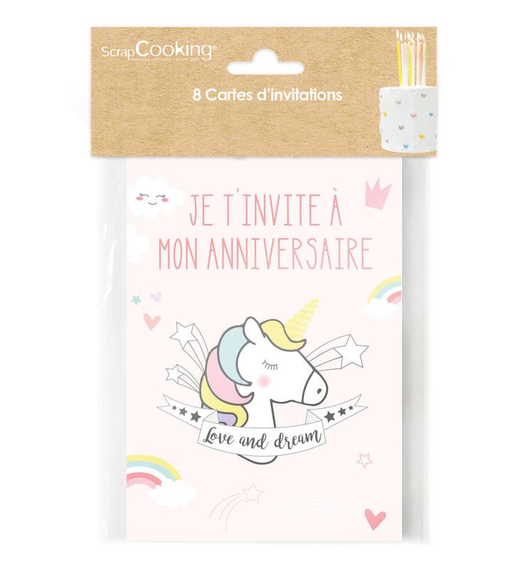 Scrapcooking 8 Cartes D'invitation Licorne