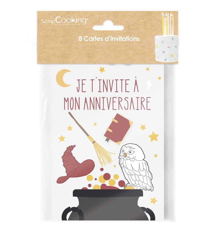 Scrapcooking 8 Cartes D'invitation Sorcier