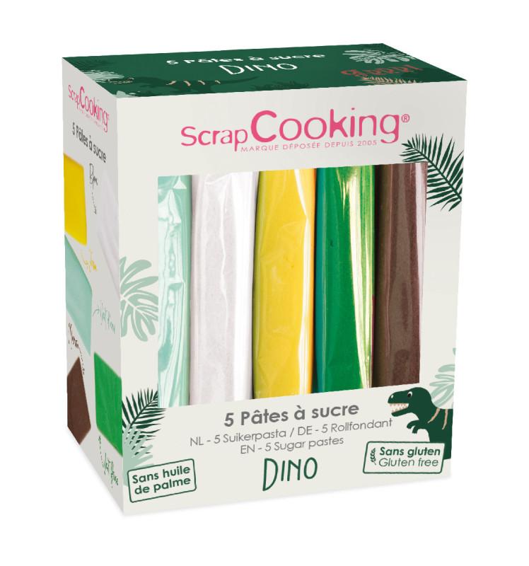 scrapcooking Boite 5 pâtes à sucre Dino 5 x 80g