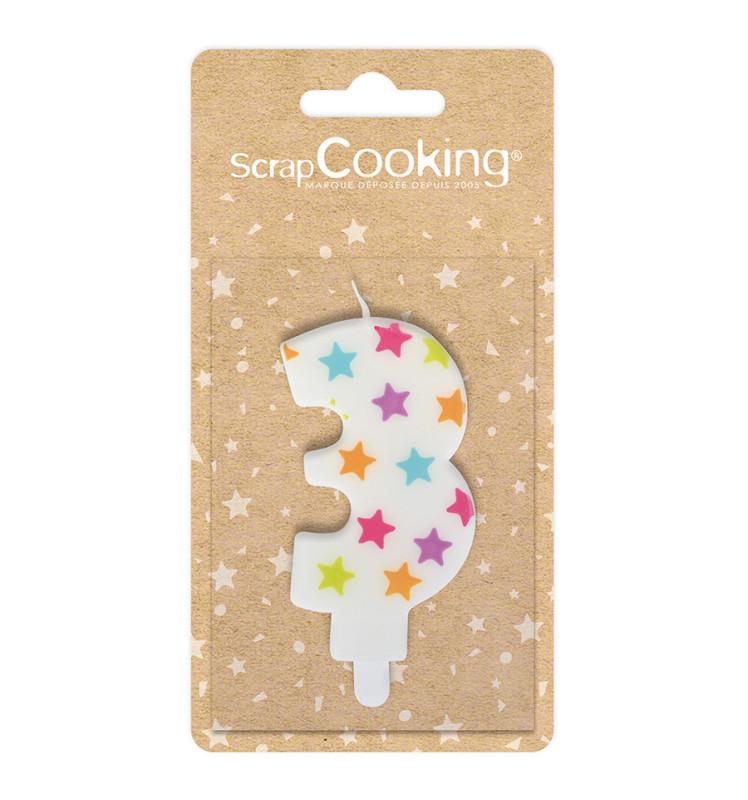 Scrapcooking Bougie à étoiles Chiffre 3
