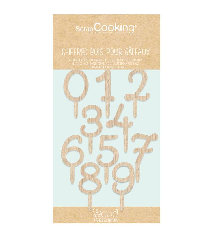 Scrapcooking Cake Topper Bois Chiffres 0 à 9