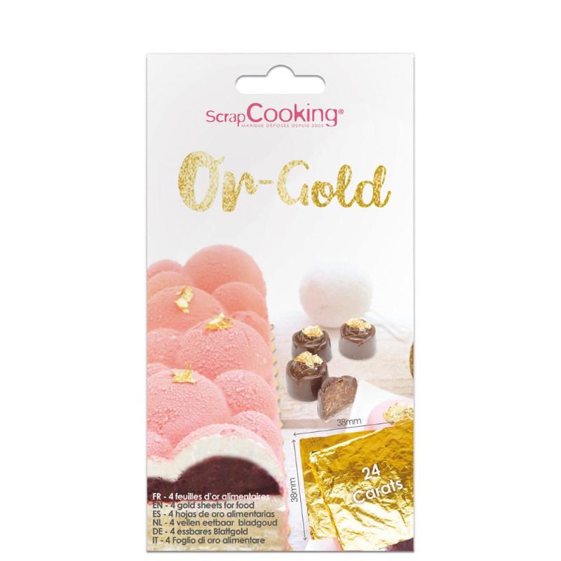 Scrapcooking Carnet De 4 Feuilles D'or 24 Carats