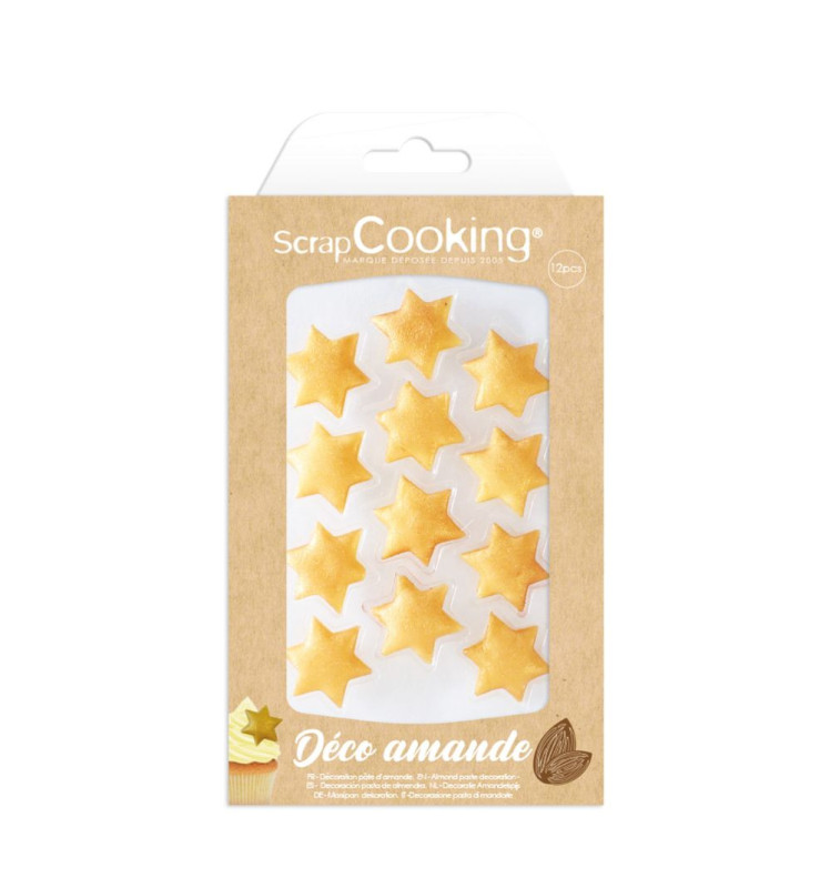 scrapcooking Déco Etoiles dorées pâte d'amande