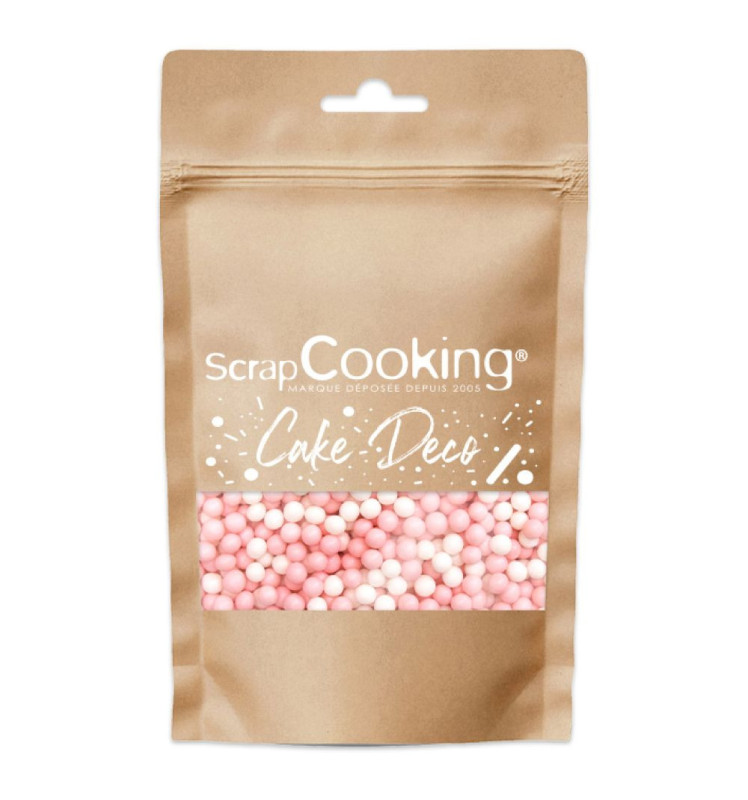 Scrapcooking Décors Sucrés Perles Blanc/rose 55g