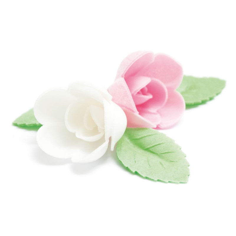scrapcooking Fleurs azyme roses/feuilles vertes