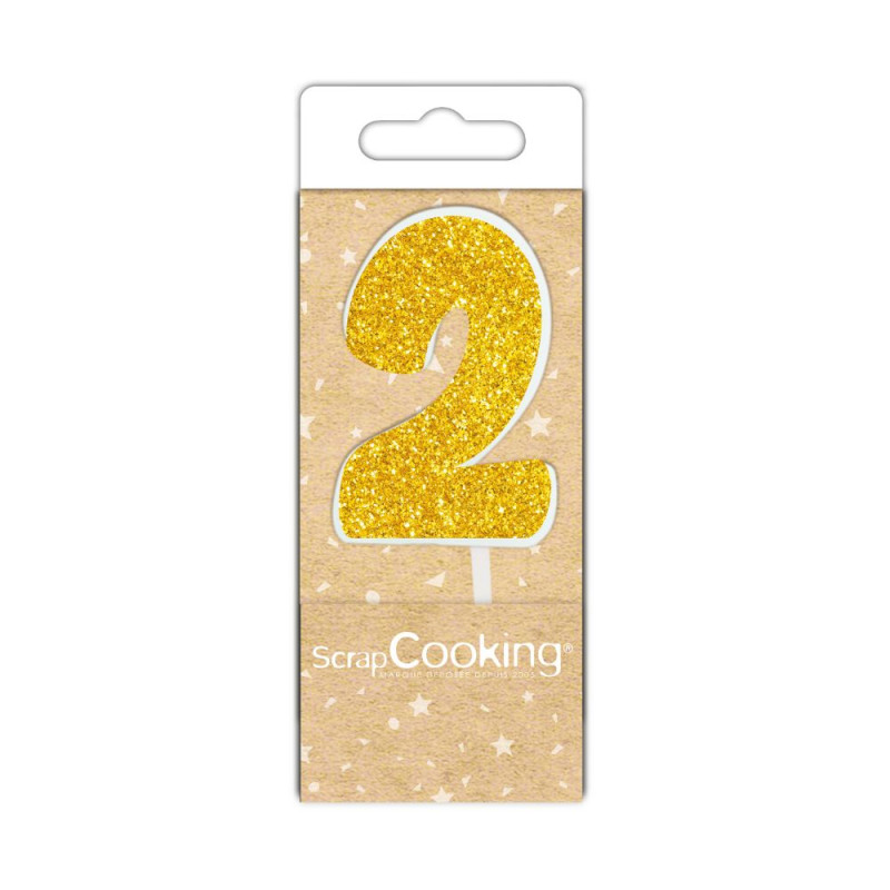 scrapcooking Mini bougie dorée chiffre 2