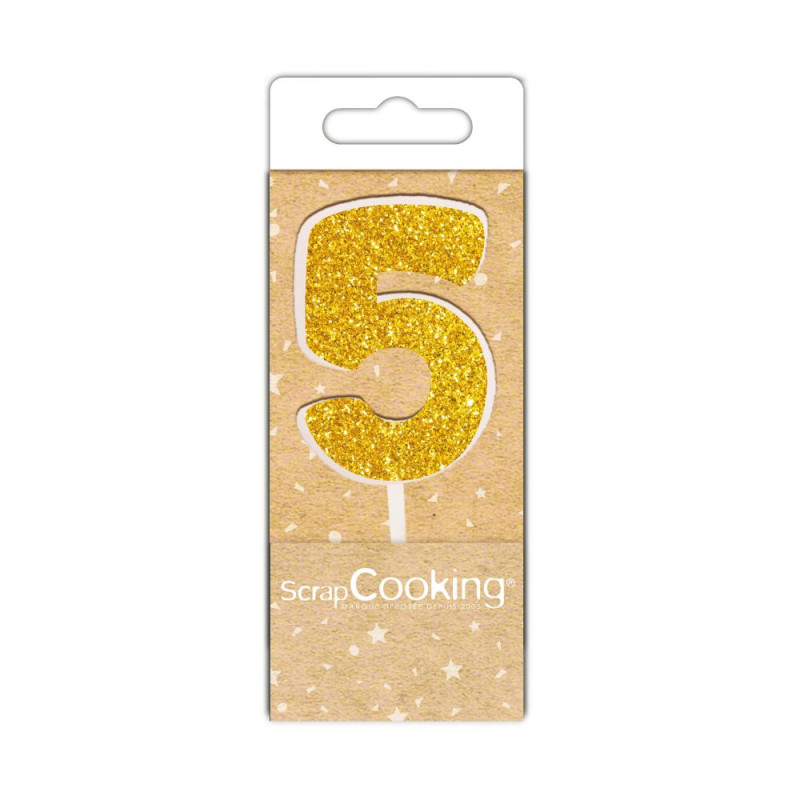 scrapcooking Mini bougie dorée chiffre 5
