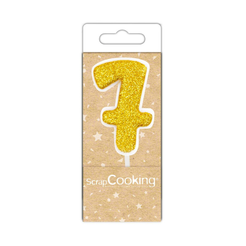 scrapcooking Mini bougie dorée chiffre 7