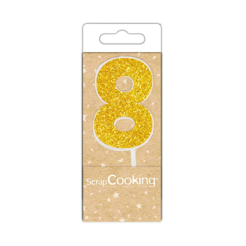 scrapcooking Mini bougie dorée chiffre 8