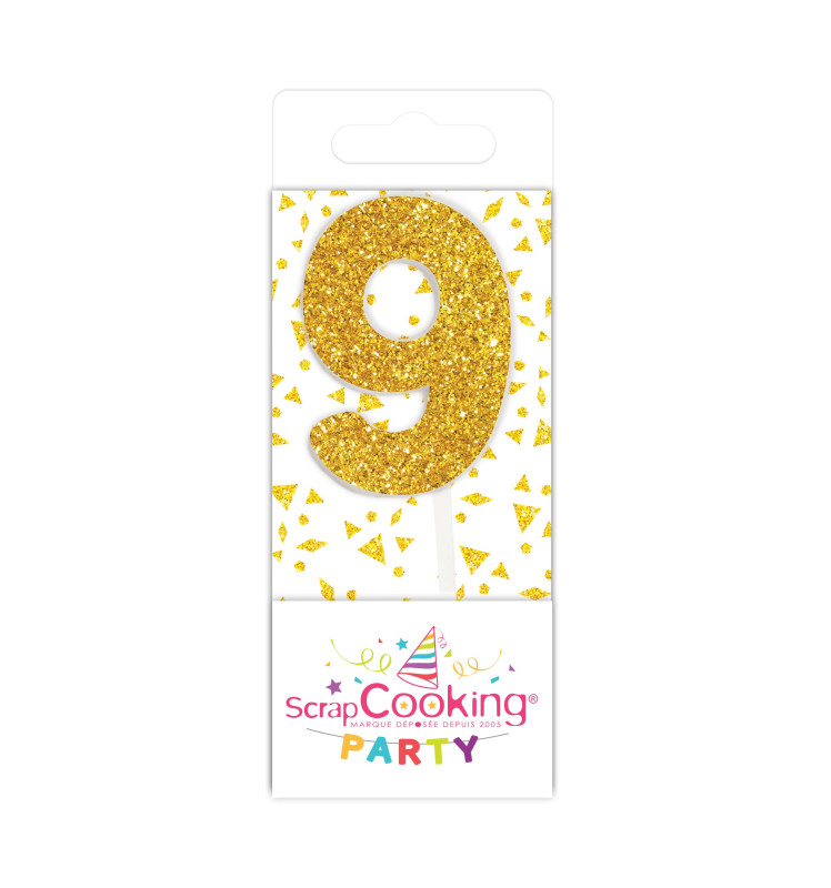 scrapcooking Mini bougie dorée chiffre 9