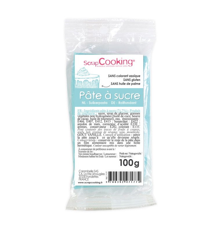 scrapcooking Pâte à sucre bleu clair 100g