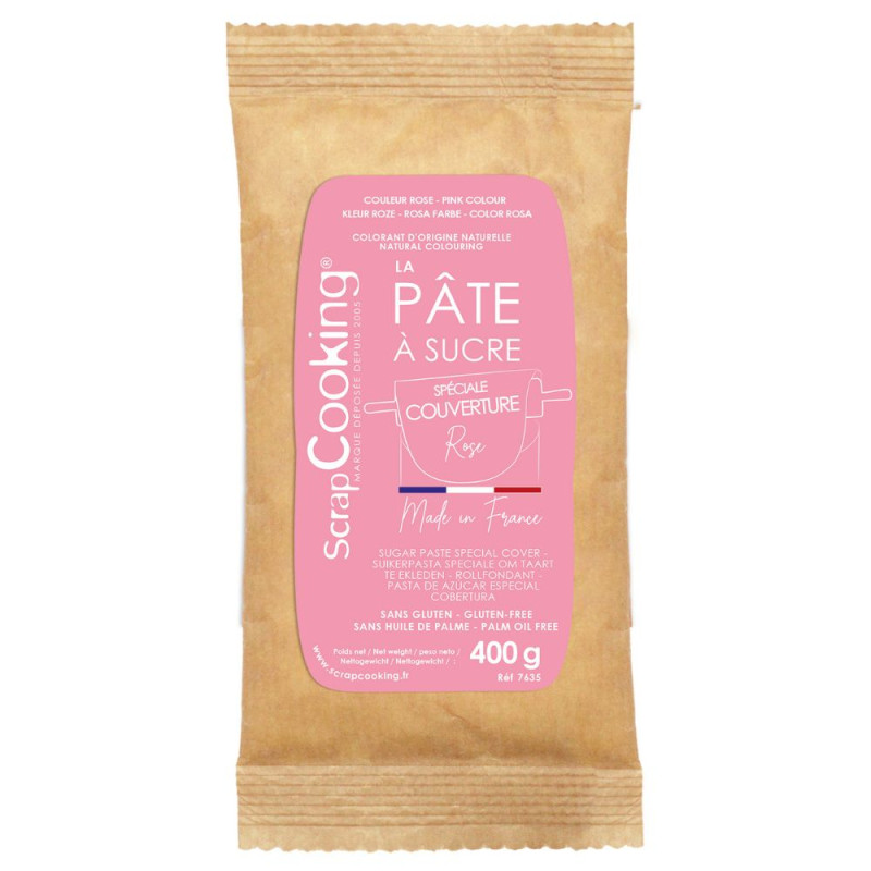 scrapcooking Pâte à sucre de couverture rose 400g