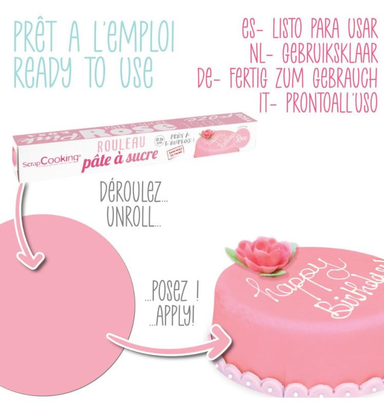 Scrapcooking Pâte à Sucre Rouleau Rose 36 Cm