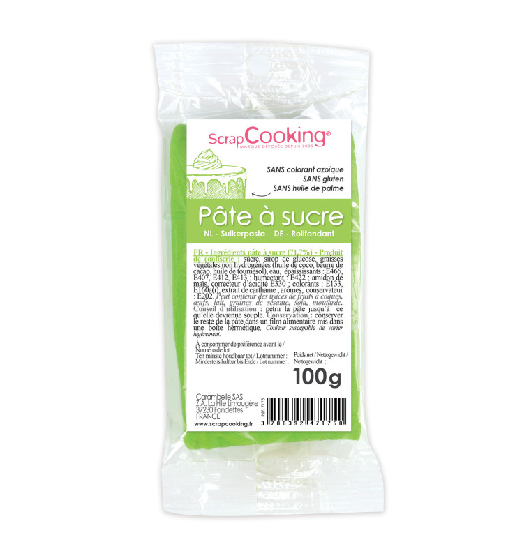 Scrapcooking Pâte à Sucre Vert Prairie 100g