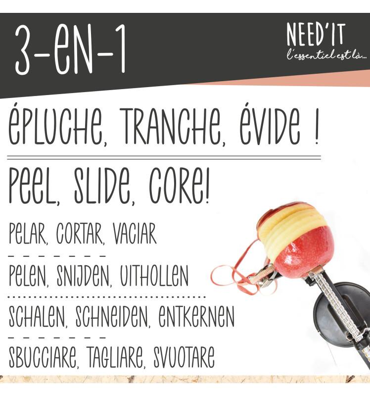 scrapcooking Pèle-pomme 3 en 1 Need'it