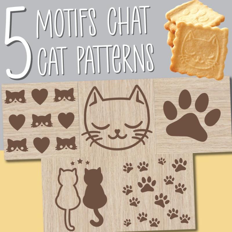 Scrapcooking Tampon à Biscuits Bois Chat + Découpoir