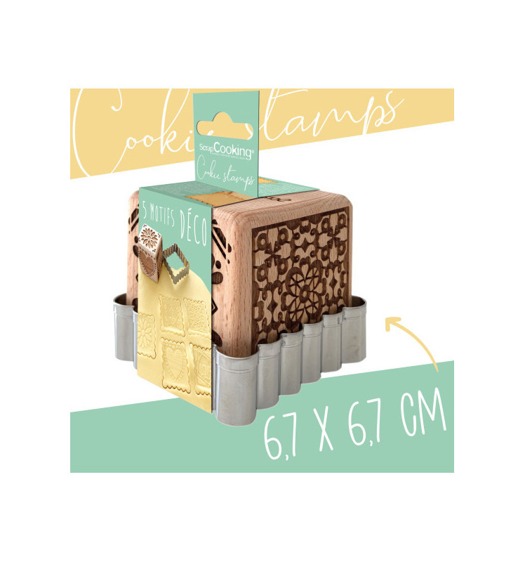 Scrapcooking Tampon à Biscuits Bois Déco + Découpoir