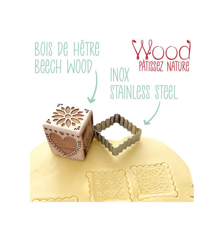 Scrapcooking Tampon à Biscuits Bois Déco + Découpoir