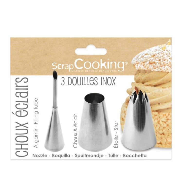 scrapcooking Trio de douilles pour choux éclairs